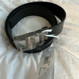 NEW Mens Versace belt. 110 44 black leather NWT Silver gunmetal medusa
